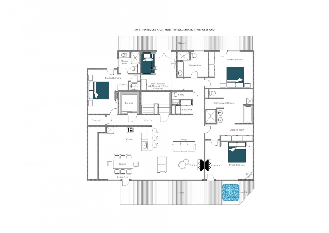 No.5 Penthouse Verbier Floor Plan 1
